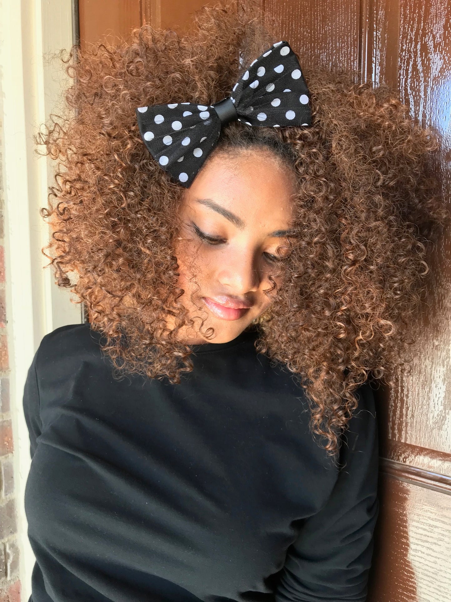 Black and White Polka Dot Hair Bow - thatboholife