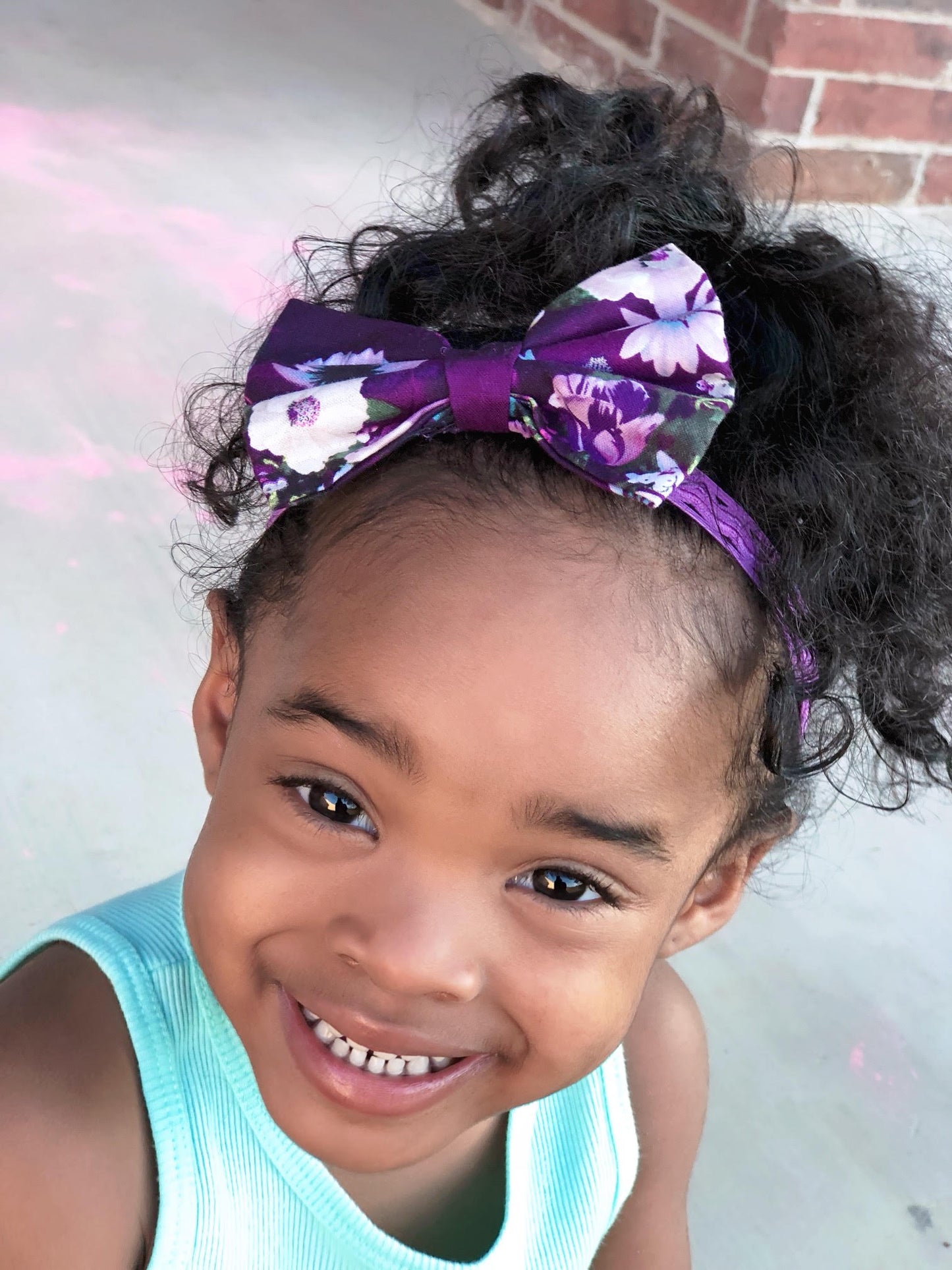 Purple Floral Hairbow - thatboholife