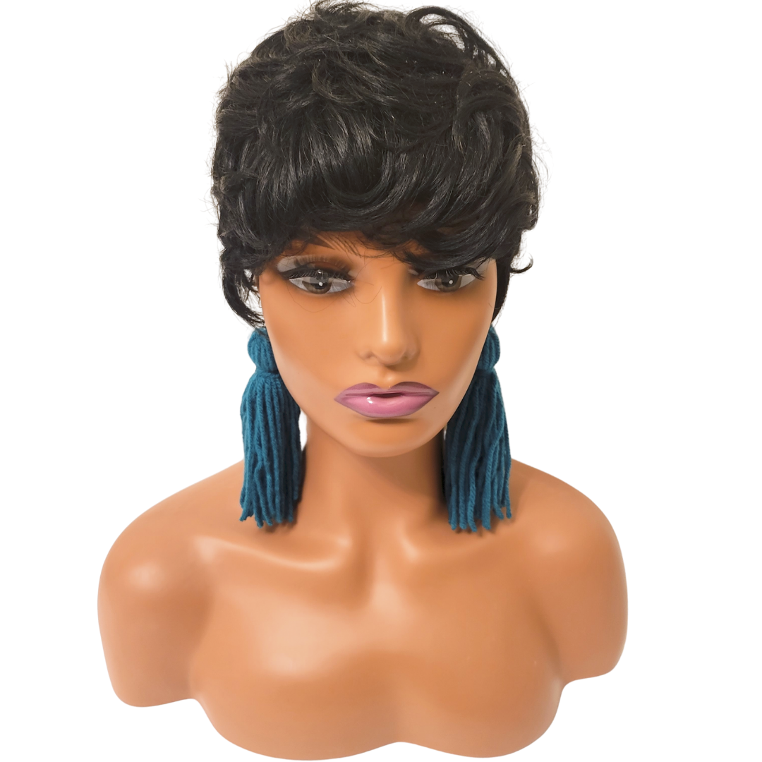 Yarn Tassel Earrings Blue