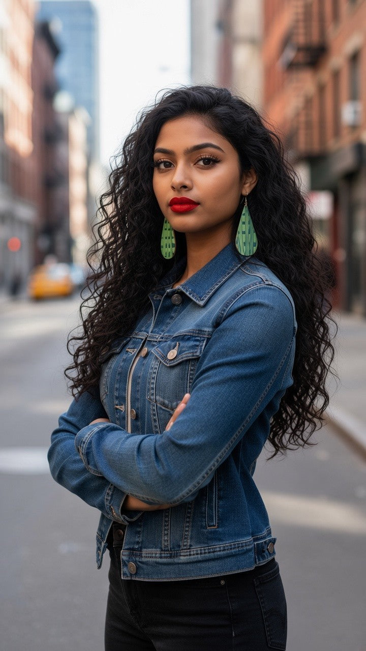 Green Statement Earrings