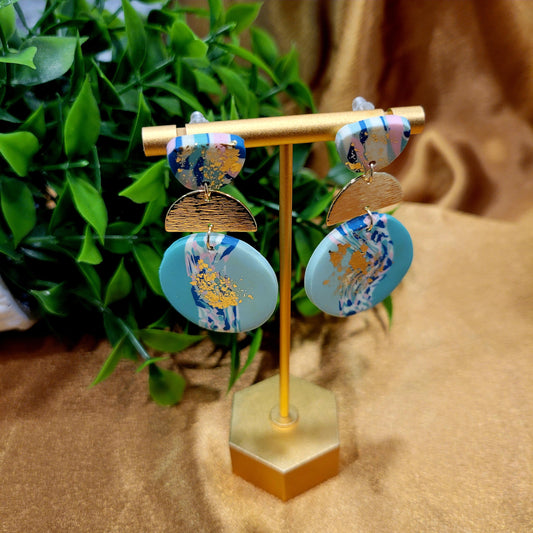 Turquoise & Gold Clay Earring