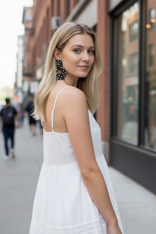 Black and White Polka Dot Earrings