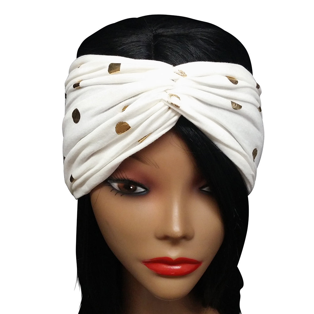 Turban Headband Ivory and Gold - thatboholife