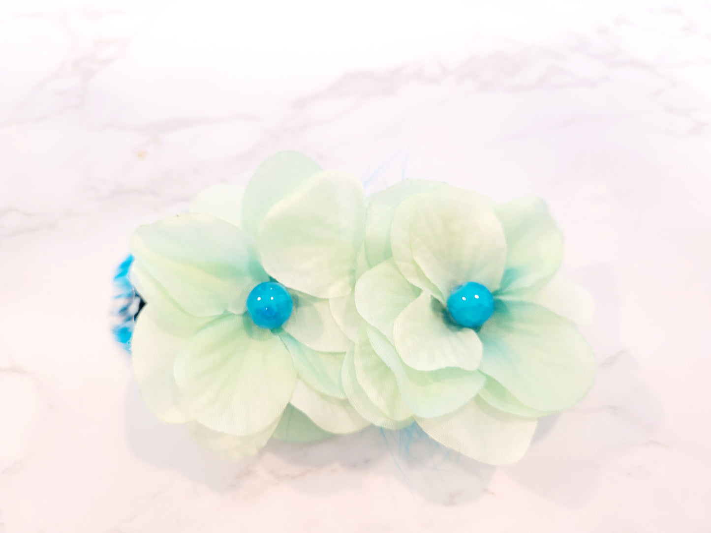 Turquoise Hair Flower & Earring Set