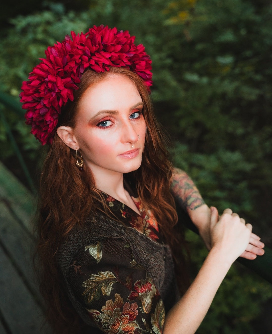 Burgundy flower deals crown