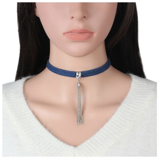 Denim Choker Necklace - thatboholife